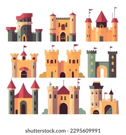 Castle set vector illustration isolated on white