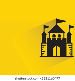 castle with shadow on yellow background