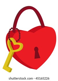 Castle in the shape of a heart and key to it.