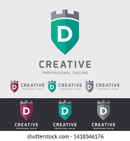 Castle Shield D Letter Logo Design - Vector File