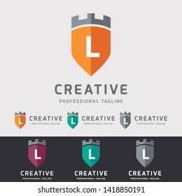 Castle Shield L Letter Logo Design - Vector File