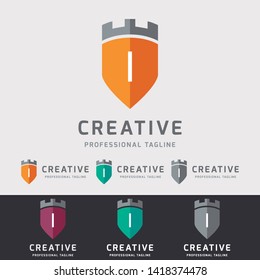 Castle Shield I Letter Logo Design - Vector File