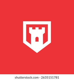 Castle Shield logo design vector template