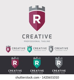 Castle Shield R Letter Logo Design - Vector File