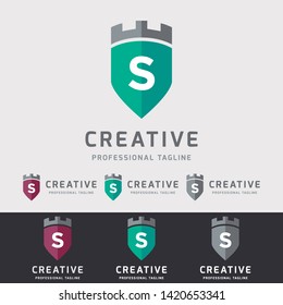 Castle Shield S Letter Logo Design - Vector File