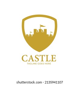 ilustración de diseño del logotipo de protección segura de protección de protección de castillo.