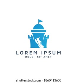 Logo-Design von Burg und Schuhen