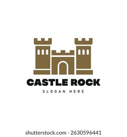 Castle sign template design. Emblem, symbol or badge.Illustration in flat style.