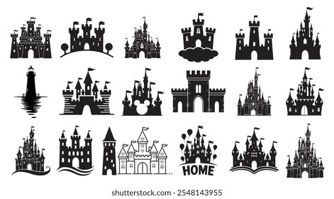 Castle Silhouette bundle, Castle icon Set.