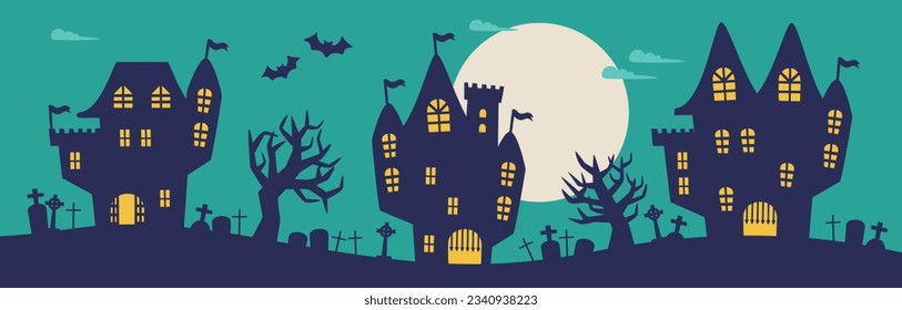 Castle silhouette Halloween background material	