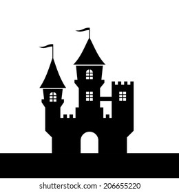 Castle Silhouette Icon on White Background. Vector illustration