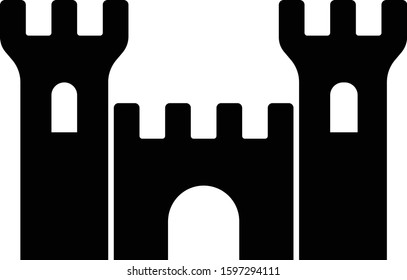 Castle silhouette icon vector black.