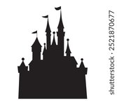 Castle Silhouette with multiple towers and spires