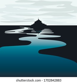 castle silhouette with river in front