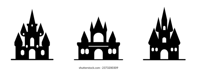 Castle silhouette set collection vector isolated on a white background 