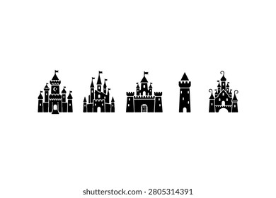 Castle Silhouette Vector Icon Collection Set