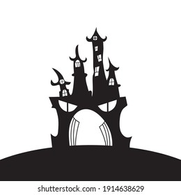 Castle, silhouette. Vector illustration on white isolated background.