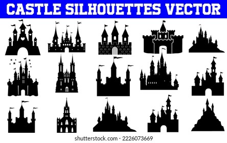 Castle Silhouettes Vector | Castle SVG | Clipart | Graphic | Cutting files for Cricut, Silhouette
 svg