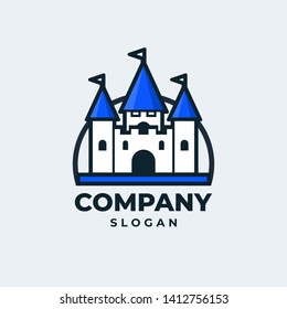 Castle simple flat logo design illustration