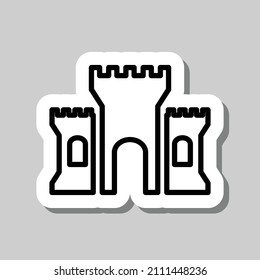 Castle simple icon. Flat desing. Sticker with shadow on gray background.ai