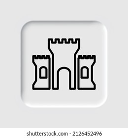 Castle simple icon. Flat desing. Neumorphism design.ai