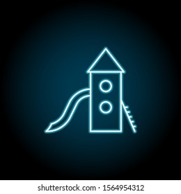 Castle, slide blue neon icon. Simple thin line, outline vector of amusement icons for ui and ux, website or mobile application