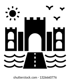 Castle in a solid icon design