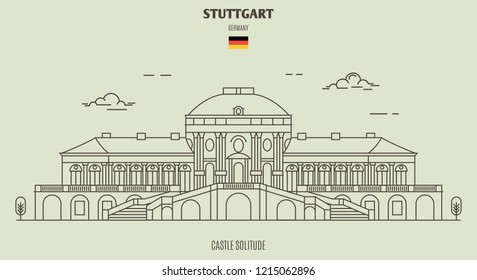Castle Solitude in Stuttgart, Germany. Landmark icon in linear style