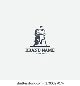 Concepto del logotipo del castillo espartano - vector