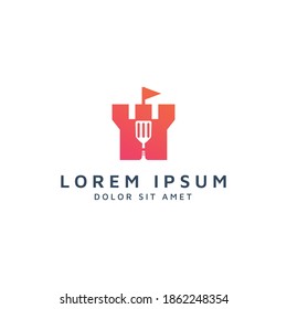 castle and spatula negative space logo design