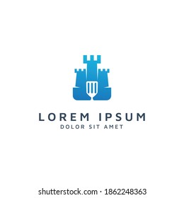 castle and spatula negative space logo design