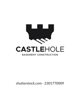 Castle and stairs combination logo. It is suitable for use in basement construction companies.