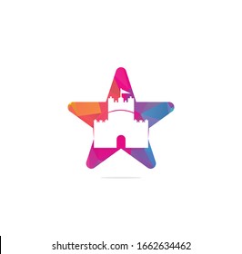 Castle star shape vector logo design. Castle Tower logo Template Vector.	