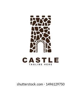 castle stone logo design vector template