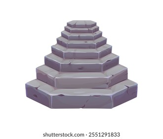 Castle stone stairs, cartoon rocky staircase or stairway, old palace ascent. Isolated vector stone stairs constructed from weathered stone plates, medieval architecture or gaming environment item