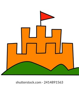 castle of summer doodles icon set