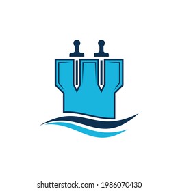 Castle Sword Wave Vector Logo Design
