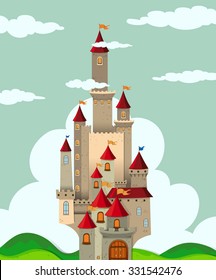 Castle with tall towers illustration