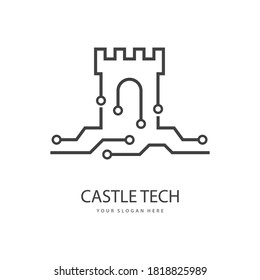 Castle tech illustration logo template