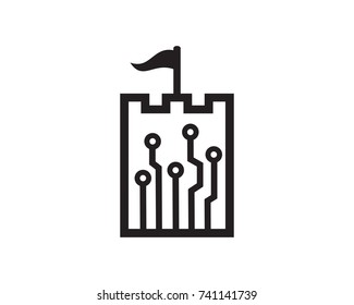 Castle Tech Logo Template Design Vector, Emblem, Design Concept, Creative Symbol, Icon
