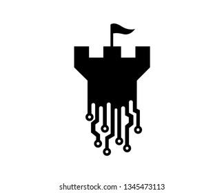 Castle Technology Logo Template, Icon, Symbol - Vector