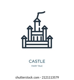 castle thin line icon. architecture, building linear icons from fairy tale concept isolated outline sign. Vector illustration symbol element for web design and apps.