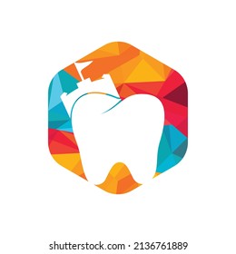 Castle tooth logo template. Dentist fort vector logo design.	