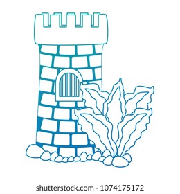 castle tower aquarium with seaweed decoration