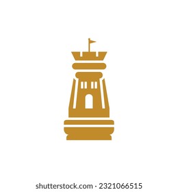 Castle Tower Building Chess Logo Design, illustration design template