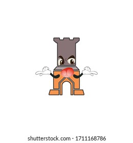 castle tower cartoon characters design with expression. mascot character design
