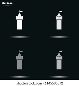 Castle tower flat grayscale vector icon.
