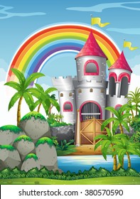 Castle tower in the forest illustration
