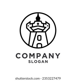 Castle Tower, Fortress Building Logo Design Template