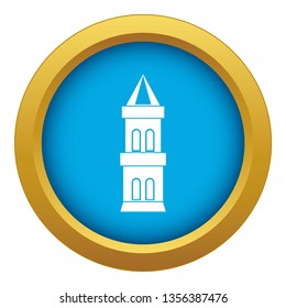 Castle tower icon blue vector isolated on white background for any design